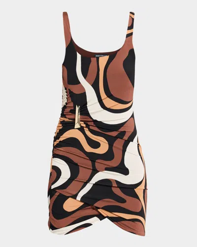 Generation Love Justine Geometric Jersey Mini Dress In Brown
