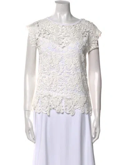 Pre-owned Generation Love Lace Pattern Bateau Neckline Top In White