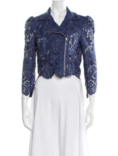 Pre-owned Generation Love Lace Pattern Biker Jacket In Blue