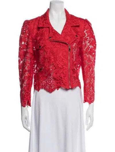 Pre-owned Generation Love Lace Pattern Biker Jacket In Red