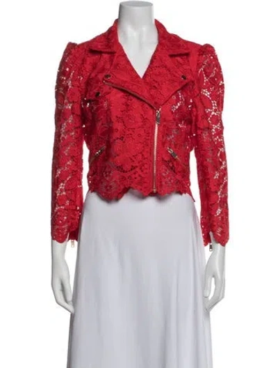 Pre-owned Generation Love Lace Pattern Biker Jacket In Red