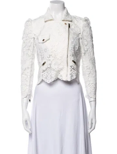 Pre-owned Generation Love Lace Pattern Biker Jacket In White