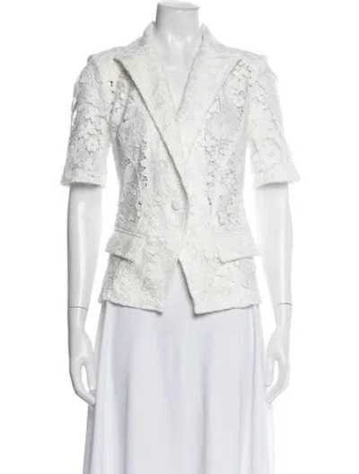 Pre-owned Generation Love Lace Pattern Blazer In White