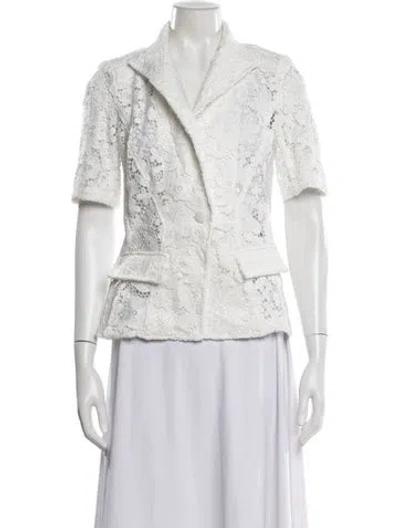 Pre-owned Generation Love Lace Pattern Blazer In White