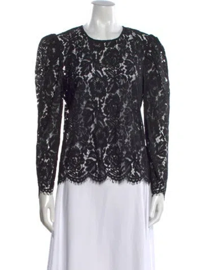 Pre-owned Generation Love Lace Pattern Crew Neck Blouse In Black