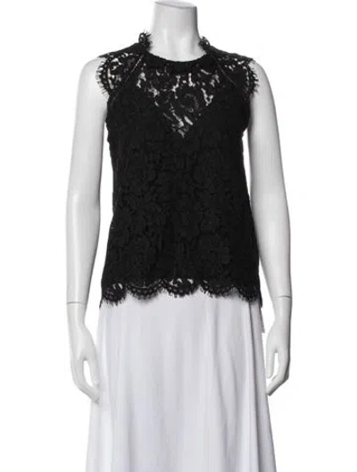 Pre-owned Generation Love Lace Pattern Crew Neck Blouse In Black