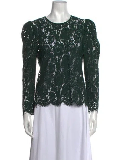 Pre-owned Generation Love Lace Pattern Crew Neck Blouse In Black
