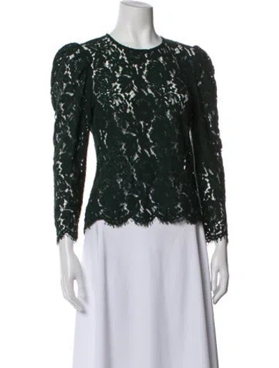 Pre-owned Generation Love Lace Pattern Crew Neck Blouse In Green
