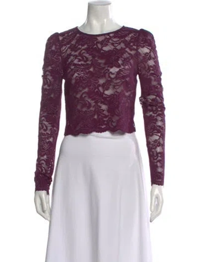 Pre-owned Generation Love Lace Pattern Crew Neck Crop Top W/ Tags In Purple