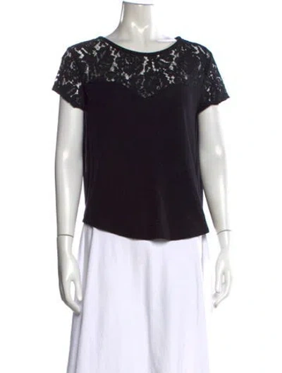 Pre-owned Generation Love Lace Pattern Crew Neck Top In Black
