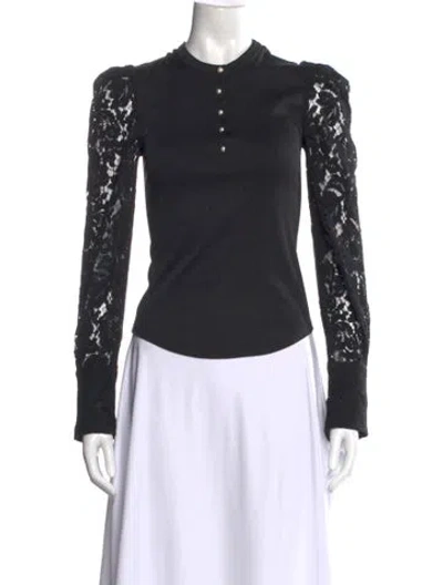 Pre-owned Generation Love Lace Pattern Crew Neck Top In Black