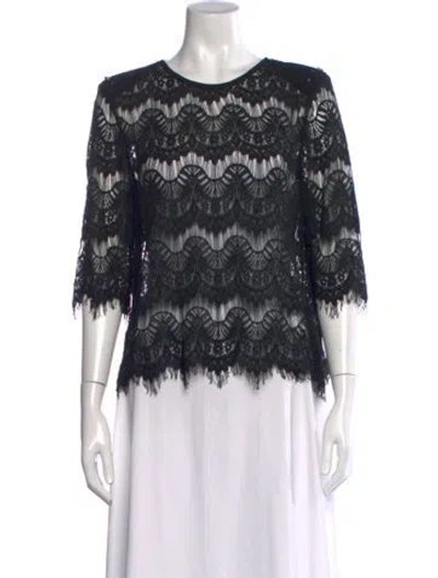 Pre-owned Generation Love Lace Pattern Crew Neck Top In Black