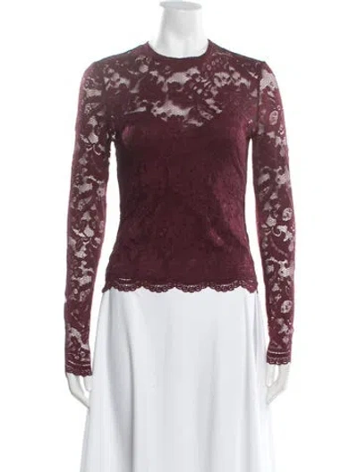 Pre-owned Generation Love Lace Pattern Crew Neck Top W/ Tags In Burgundy
