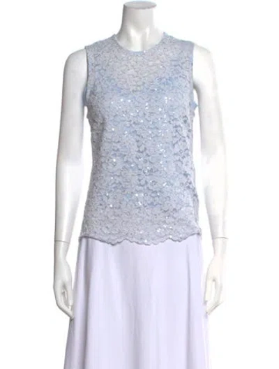Pre-owned Generation Love Lace Pattern Crew Neck Top In White