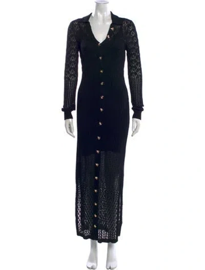 Pre-owned Generation Love Lace Pattern Long Dress In Black