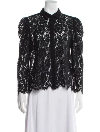 Pre-owned Generation Love Lace Pattern Long Sleeve Blouse In Black
