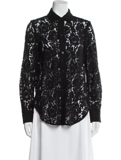 Pre-owned Generation Love Lace Pattern Long Sleeve Blouse In Black