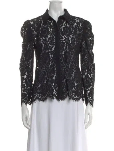Pre-owned Generation Love Lace Pattern Long Sleeve Blouse In Black