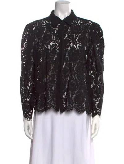 Pre-owned Generation Love Lace Pattern Long Sleeve Blouse In Black