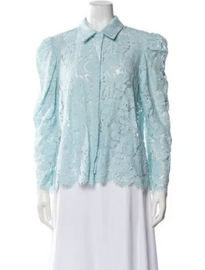 Pre-owned Generation Love Lace Pattern Long Sleeve Blouse In Blue