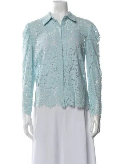 Pre-owned Generation Love Lace Pattern Long Sleeve Blouse In Blue