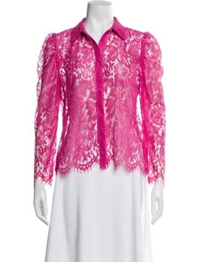 Pre-owned Generation Love Lace Pattern Long Sleeve Blouse In Pink