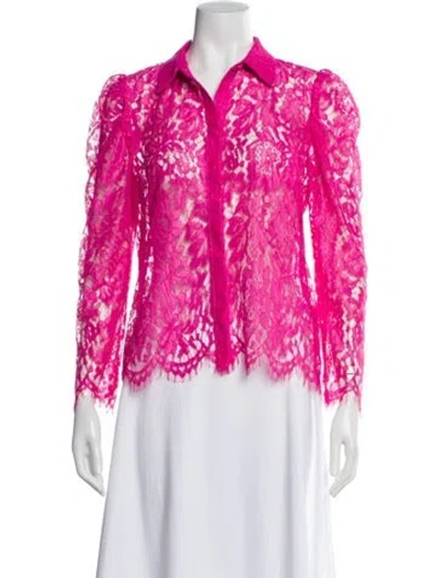 Pre-owned Generation Love Lace Pattern Long Sleeve Blouse In Pink