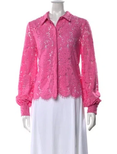 Pre-owned Generation Love Lace Pattern Long Sleeve Blouse In Pink