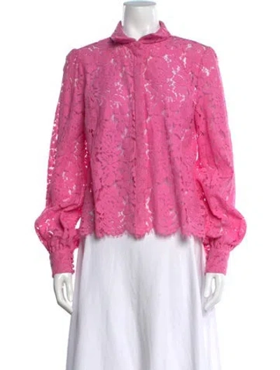 Pre-owned Generation Love Lace Pattern Long Sleeve Blouse In Pink