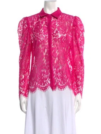 Pre-owned Generation Love Lace Pattern Long Sleeve Blouse In Pink