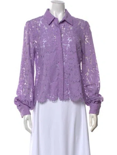 Pre-owned Generation Love Lace Pattern Long Sleeve Blouse In Purple