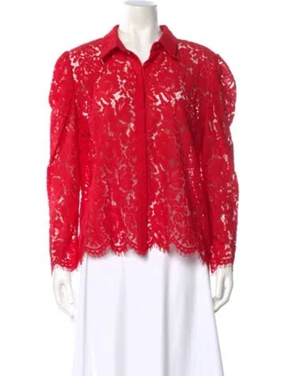 Pre-owned Generation Love Lace Pattern Long Sleeve Blouse In Red