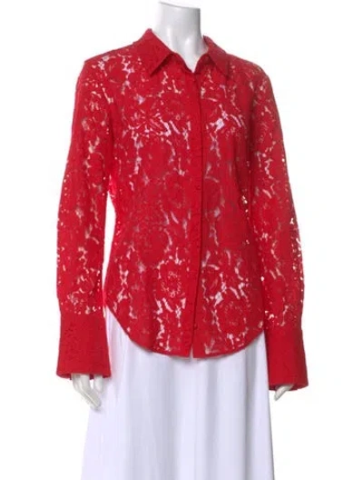 Pre-owned Generation Love Lace Pattern Long Sleeve Blouse In Red