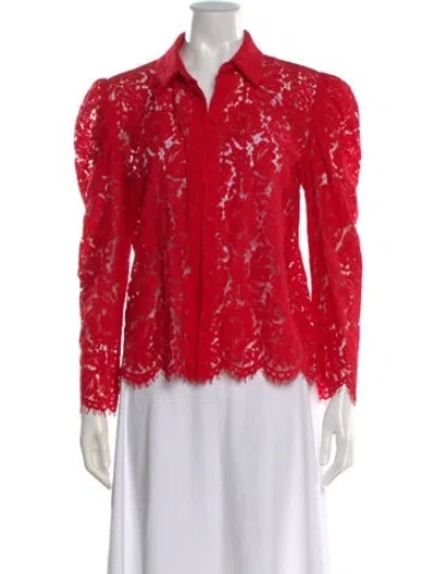 Pre-owned Generation Love Lace Pattern Long Sleeve Blouse In Red