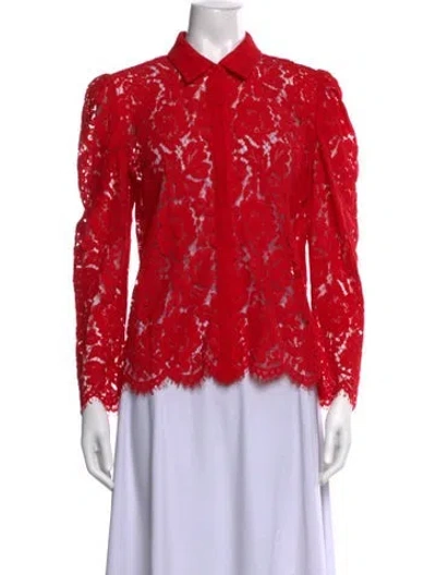 Pre-owned Generation Love Lace Pattern Long Sleeve Blouse In Red