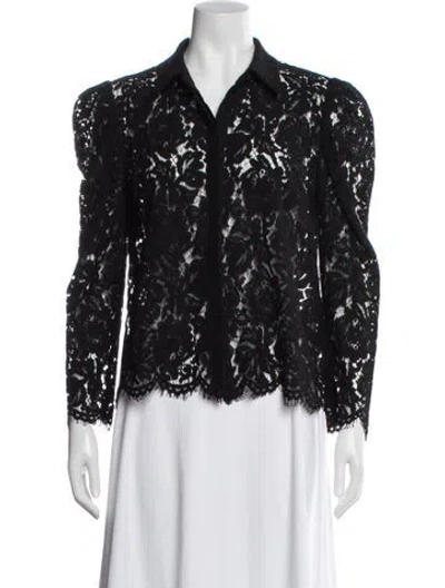 Pre-owned Generation Love Lace Pattern Long Sleeve Blouse W/ Tags In Black
