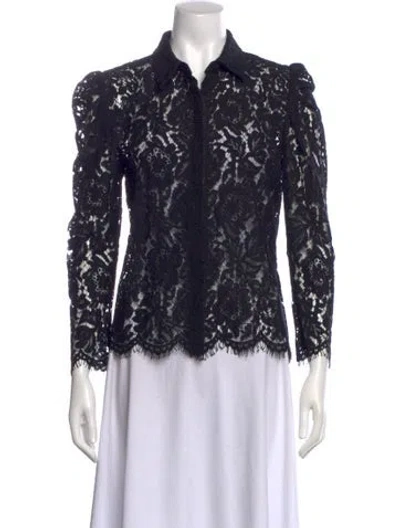 Pre-owned Generation Love Lace Pattern Long Sleeve Blouse W/ Tags In Black