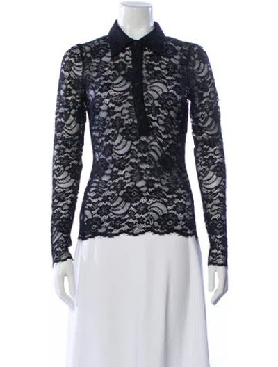 Pre-owned Generation Love Lace Pattern Long Sleeve Blouse W/ Tags In Blue