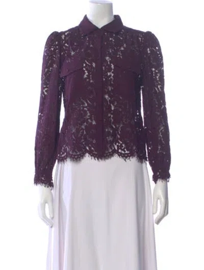 Pre-owned Generation Love Lace Pattern Long Sleeve Blouse W/ Tags In Purple