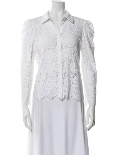 Pre-owned Generation Love Lace Pattern Long Sleeve Blouse In White