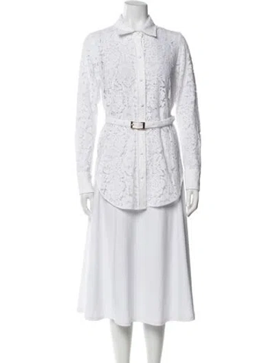Pre-owned Generation Love Lace Pattern Long Sleeve Blouse In White