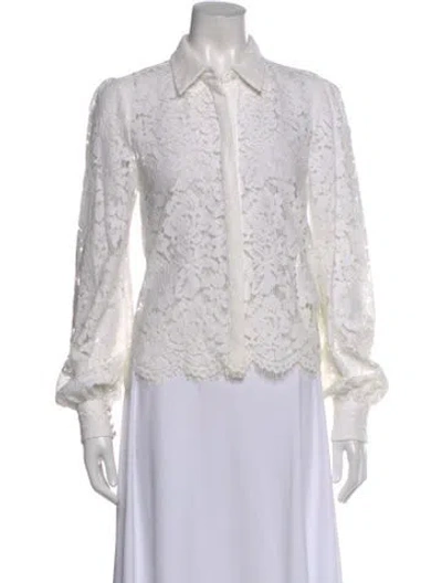 Pre-owned Generation Love Lace Pattern Long Sleeve Blouse In White