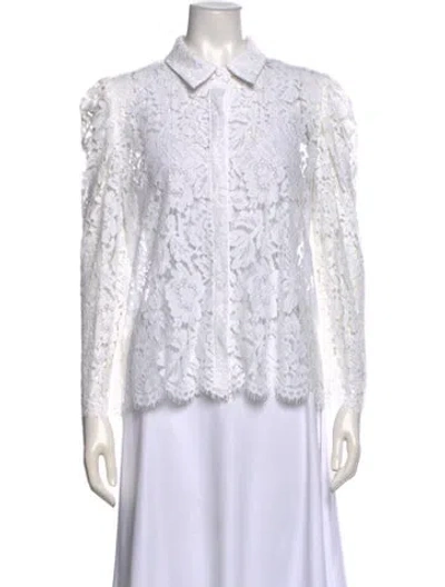 Pre-owned Generation Love Lace Pattern Long Sleeve Blouse In White