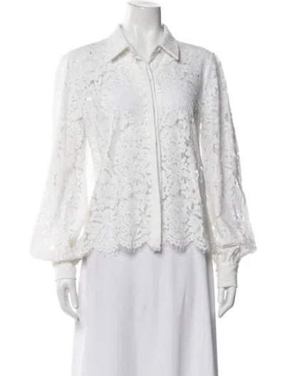 Pre-owned Generation Love Lace Pattern Long Sleeve Blouse In White