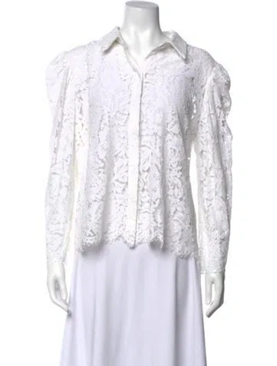 Pre-owned Generation Love Lace Pattern Long Sleeve Blouse In White