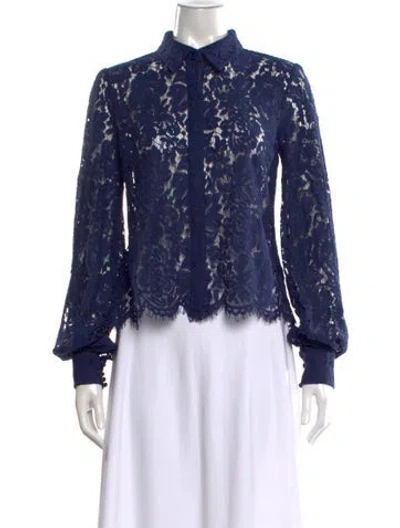 Pre-owned Generation Love Lace Pattern Long Sleeve Top In Blue