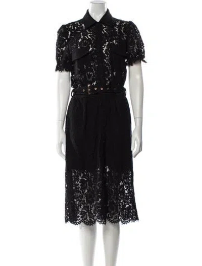 Pre-owned Generation Love Lace Pattern Midi Length Dress In Black