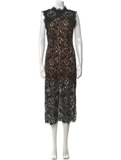 Pre-owned Generation Love Lace Pattern Midi Length Dress In Black