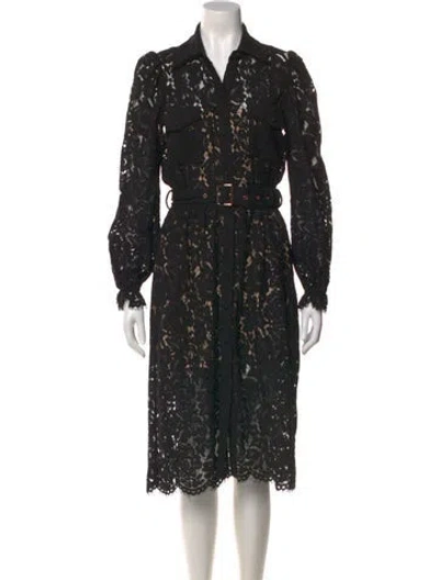 Pre-owned Generation Love Lace Pattern Midi Length Dress In Black