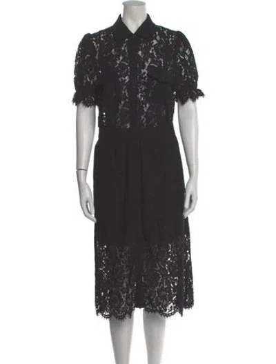 Pre-owned Generation Love Lace Pattern Midi Length Dress In Black